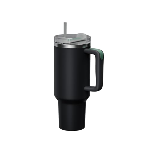 KISSKIND 40 oz tumbler with handle and straw, Gray