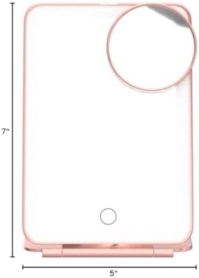 miroposs Rechargeable Travel Makeup Mirror, Vanity Mirror with 80LEDs, 3 Color Lighting, 2000mAh Battery, Portable Ultra Slim Lighted Makeup Mirror, Gift for Women (Rose Gold)