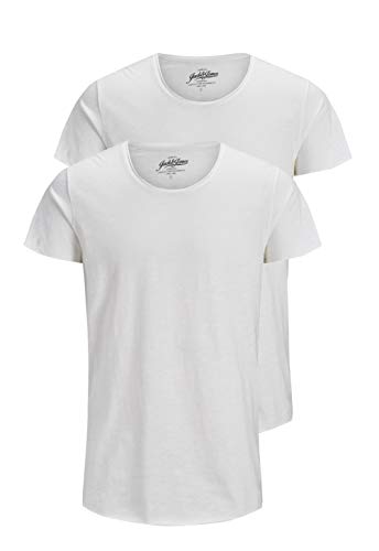 JACK & JONES Herren JJEBAS Tee SS U-Neck 2-Pack, White/REG, XXL – Ansicht 1