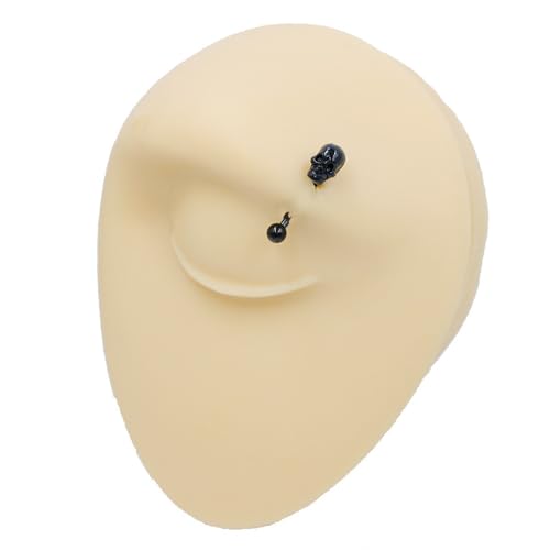 16G Black Skull Eyebrow Piercing Jewelry Surgical Steel Eyebrow Curved Barbell Ring Internal Thread Daith Rook Earrings Rook Halloween Jewelry for Women Men2