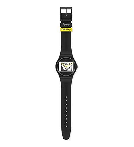 Swatch montre Mickey Blanc sur Noir Keith Haring 41mm SUOZ337 design