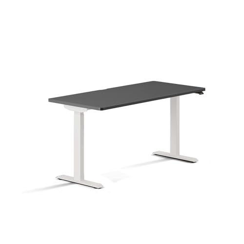 Image of Branch Duo Standing Desk, Adjustable Standing Desk with 20 inch Range | OLED Control Panel, Frameless Design and Compact Size Suitable for Many Spaces, 58 Inches, Charcoal Top, White Base