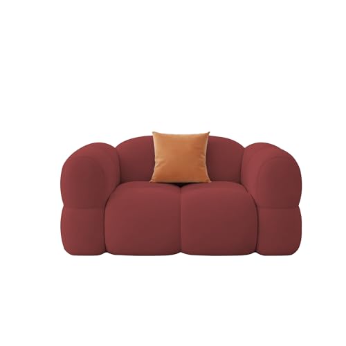 Image of Casaliving Vetras Modern Velvet Bubble Cloud Sofa, Tufted Design Upholstered 1 Seater Sofa Set for Living Room, (Maroon Colour) Premium Velvet Fabric Sofa