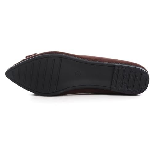 Image of SAILING LU Ballet Flats Shoes for Women's Dressy Comfortable Slip On Pointed Toe Ballerina Walking Flats Loafers Business Casual Brown Size 10