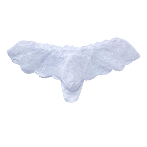 Men's Sexy Lace Frilly Thongs for Crossdressers Sissy Skirted Panties For Men Gay Lingerie