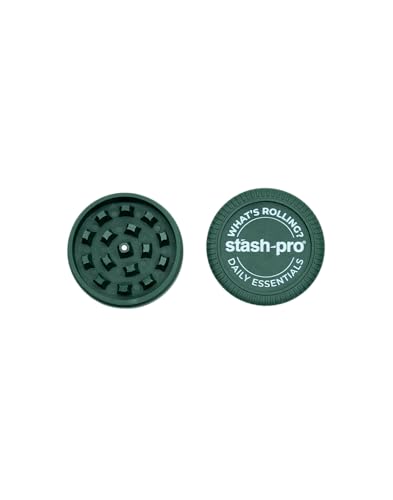 Image of Stash-Pro Herb Grinder - Compact 2-Part Crusher with Magnetic Lid | Durable Plastic Build | Portable for Daily Essentials (Green)