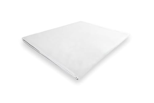 Soleil d'ocre, Drap Plat en Polycoton 240x300 cm Percale Blanc, Idéal Location saisonnière et Hotellerie