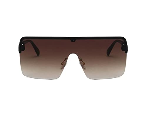 W&Y YING Oversized Flat Top Shield Sunglasses for Men and Women Semi-Rimless Stylish Oversized One Piece Sport Glasses