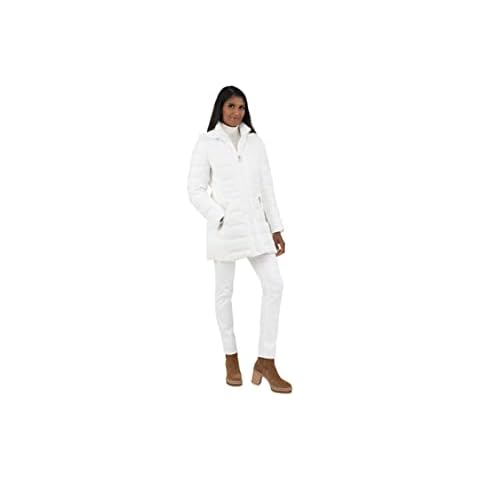 RACHEL Rachel Roy Women's Faux Down Hooded Puffer, White, X-Large Cover