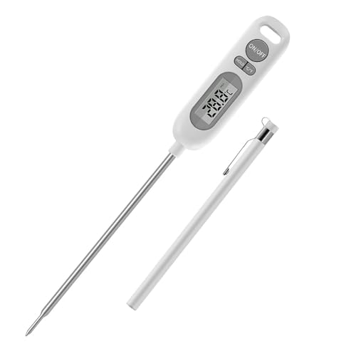 ALLVD 温度計 料理速読3~6秒温度測定範囲-50~300℃LED大画面デジタル温度計キッチン温度計ABS+304ステンレス吸着壁掛け穴付き揚げ物油温天ぷらオーブンコーヒーミルクチョコレート焼きなどの温度測定用調理用(白)