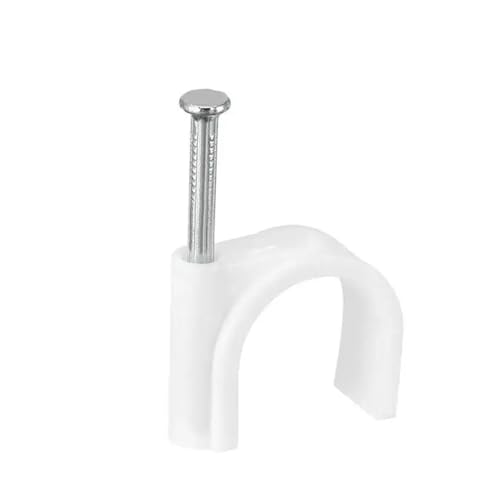 Sujetacables de 10 mm, 80 unidades, color blanco, ideales para organizar y gestionar cables en oficinas y hogares.