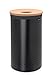 Brabantia - Corbeille à Linge - Couvercle en Liège - Portable Sac à Linge - Corbeille avec des Orifices de Ventilation - Pas de Rayures - Matériaux Durables Résistants à la Corrosion - Noir mat - 60 L