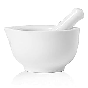 Ontube White Ceramic Mortar and Pestle Set