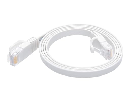 Monoprice Cat6 Ethernet Patch Cable - 3 Feet - White | Snagless RJ45, Flat, 550MHz, UTP, Pure Bare Copper Wire, 30AWG, for Network Internet Modem Router Xbox PS3 Cord - Flexboot Series