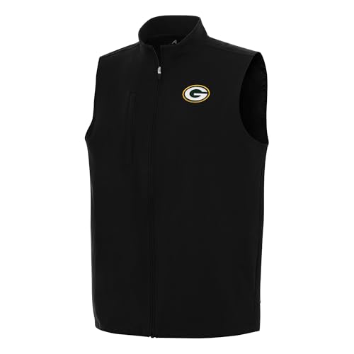 Antigua Men's Black Green Bay Packers Regard Full-Zip Vest