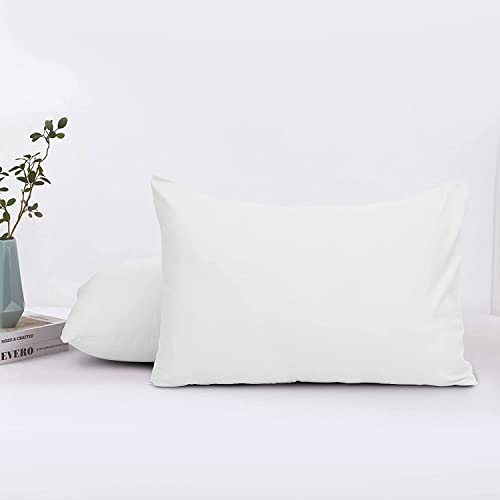 Image of Travel Pillow Case 12x18 Size Pack of 2 Pieces 100% Egyptian Cotton Zipper Closure 500 Thread Count Toddler Pillowcase White
