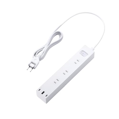 エレコム 電源タップ USBタップ 30W 3ポート Type-C USB-A 6個口 2m 一括スイッチ 回転脚付き 雷ガード付き ホワイト ECT-3920WHの商品画像（Amazon）