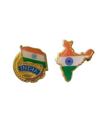 Indian National Flag Badges (Pack of 2 different designs) With Pin for Shirt, Flag Lapel Pin For Cloth Indian Flag Brooch-image-42