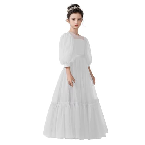 dideyttawl Girls Formal Dresses Size 4-16 Full Length Tulle Flower Girl Dress for Wedding Junior Bridesmaid Dresses for Girls2