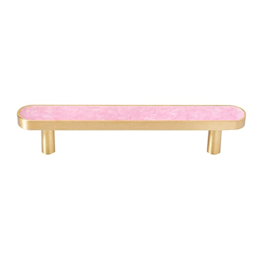 DSWZLQDXB Tiradores Armarios Perfiles Cobre puro Acrílico de colores Manilla Perilla para Cajón Asas de gabinete Manijas Puertas Latón (Hole spacing 96mm,pink)