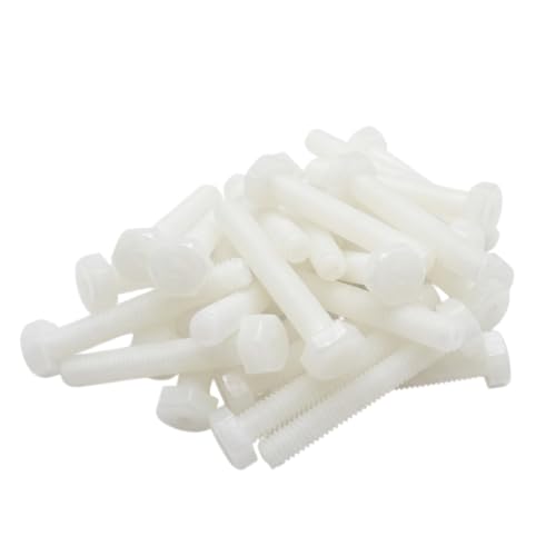 Image of NACX M6 x 40mm Nylon Hex Head Cap Screws Bolts, Full Thread, 30Pcs