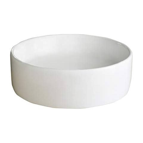 Clickbasin Mid Size Round Countertop White Ceramic Bathroom Wash Basin 350mm Diameter Freestanding Countertop Sink Cover