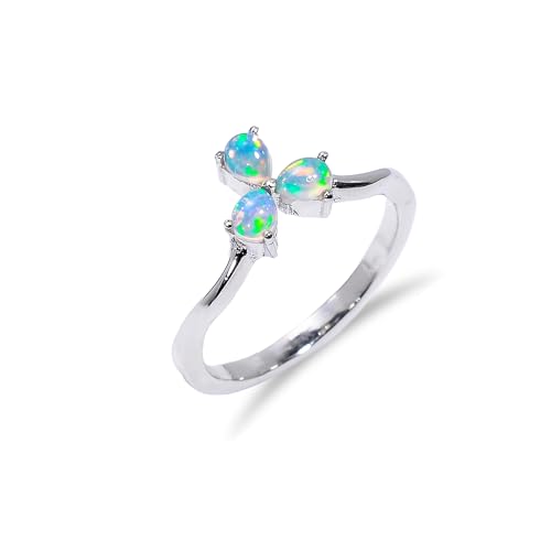 Opal Dainty Stackable Wedding Bridal Engagement Ring Band for her 925 Silver Jewelry Gift For Her (R033)