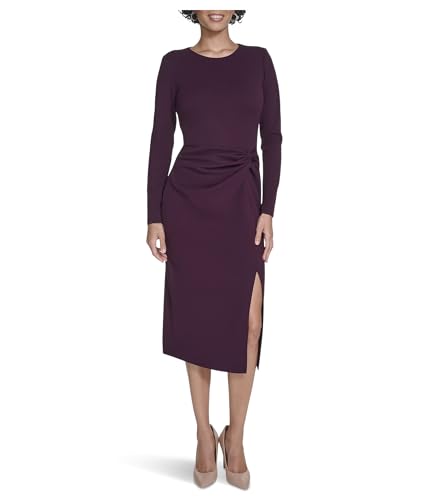 calvin klein long sleeve dress Klein, Womens, Solid Rouched Midi, Aubergine, 6 at Amazon Women's Clothing store Elegant Sky Blue Pearl Fully lined and fnished carryover_f24 Size:8T