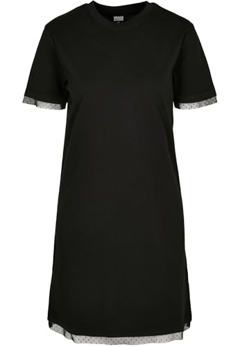 Urban Classics Kleid Ladies Boxy Lace Hem tee Dress Vestido, Black, L para Mujer