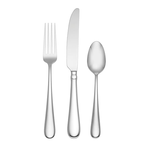 Lenox Silverware Set, Studio 1414 Mirror 36 Piece Flatware Set, Service For 12, 18/10 Stainless Steel, Dishwasher Safe, Flatware Cutlery Sets, Utensils, Knives Spoons and Forks (Silver, 36 Pieces)