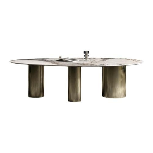 Nordic - Mesa de centro ovalada de pizarra, moderna mesa de comedor y conferencias para oficina en casa, sala de juegos, elegante 160 x 90 x 75 cm, mueble versátil para cualquier espacio