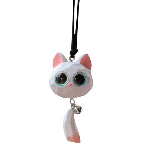 Adorno oscilante para coche, adorable colgante de gato, decoración colgante de espejo automotriz, accesorio animal hecho a mano, figura decorativa para salpicadero, pantalla trasera, toque para viajes