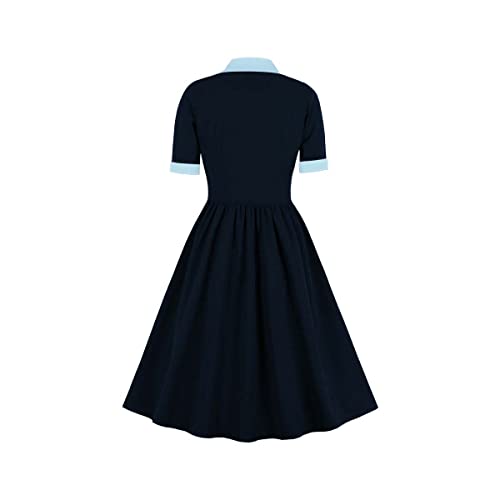 Image of 1950s Dresses for Women Vintage Rockabilly Retro Short Sleeve Tie Midi Dress Cocktail Party Evening Prom Gown