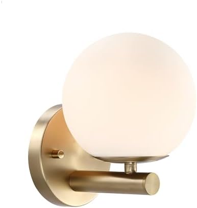 DESIGNERS FOUNTAIN Crown Heights 8 inch 1-Light Brushed Gold Wall Sconce with White Art Glass Shade, D252C-WS-BG