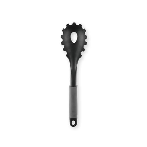 QDESIGN Spaghettiheber, Nylon, hitzebeständiger Pastalöffel, weicher, rutschfester Griff, spülmaschinenfest – ideal für Spaghetti und Pasta/Dunkelgrau