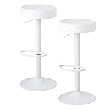 イーサプライ カウンターチェア 2脚セット ハイスツール 丸椅子 360度回転 高さ調節 62～84cm 足置き PUレザー クッション ホワイト EEX-CH75WHX2