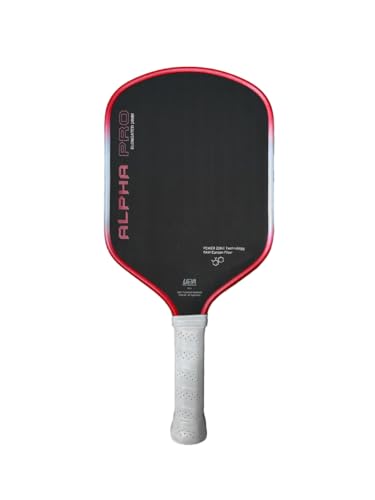 Engage Pursuit Alpha Pro 16mm Pickleball Paddle - Raw Carbon Fiber Face 8.0 oz Elongated Control Paddle for All-Court Play (Red Flare)