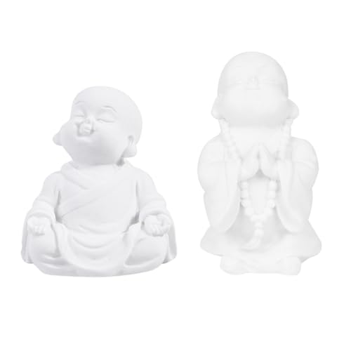 Cabilock 2 Pièces Figurine Bouddha Résine Décoration de Poissonnière Sculptures Artisanales pour Maison et Bureau Ornements et Inspirants