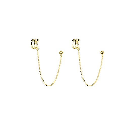 S925 Sterling Silver Cuff Earring Chain Simple Ear Cuffs with Chain Tassel Cuff Chain Earrings for Women Girls