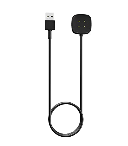 MoKo Chargeur Compatible avec Fitbit Versa 4/Versa 3/Sense 2/Sense, Station de Charge Magnétique avec Câble de Chargement USB de 1 M, Noir