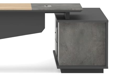 Image of Lakdi The Furniture Co Premium Director L-Shape Table Made in MDF Luxury Modern Office Desk with Made in MDF and Drawers, Shelves, and CPU Storage Space (LDL-584)