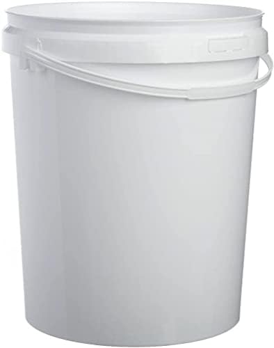 INVOPAK 5 X 25 Litre Food Grade Plastic Bucket with Lid and Handle, White, Airtight, Recyclable & BPA Free