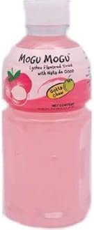 Mogu Mogu Lychee Flavoured Drink with NATA de Coco (Gotta Chew) | On the Go Drink | Jelly Texture | Refreshing Taste | No Added Preservatives and Colours | 320ml x 6 Bottles