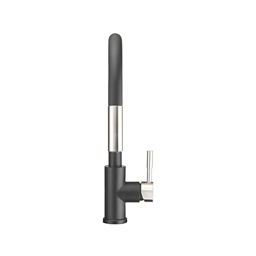 Image of Dura Faucet DF-MK530SLK-MBSN RV Single Handle Pull-Down (Matte Black) | RV single handle pull-down kitchen for camper and trailer galleys. Matte Black and Satin Nickel finish.
