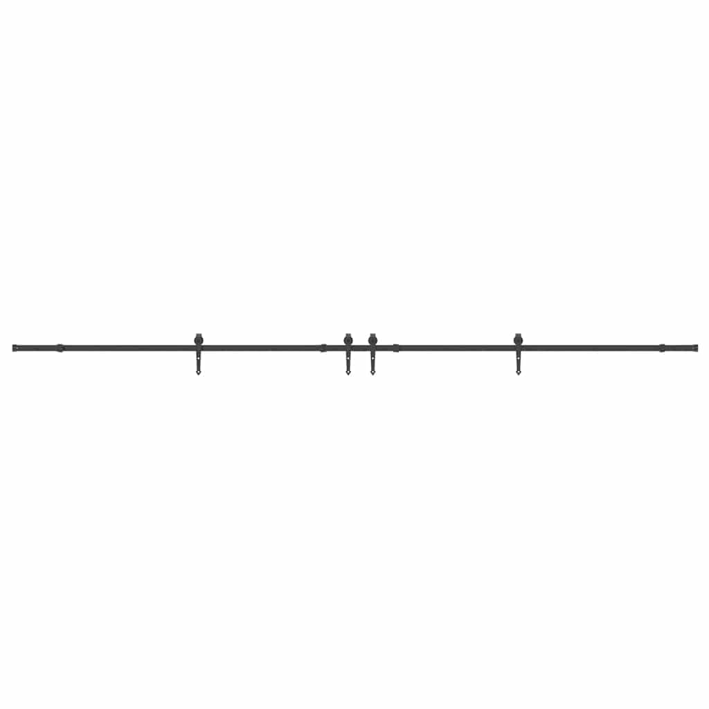 Juego de herrajes para puerta corredera, acero negro, 427 cm, con topes y ruedas, accesorios de montaje para puerta de granero, repuesto para puerta principal, puerta de habitación, puerta de