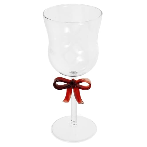 OKUMEYR Wine Glass with Bowknot Decor Footed Goblet for Red Drinking Glass for Home Restaurant and Parties Elegant Cocktail Goblet for Celebrations