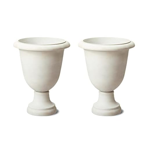 glitzhome Set of 2 Tall Urn Planters Pot,22" H Faux Ceramic Garden Urn Planters Goblet Shaped Round Decorative Wedding Flower Pots for Home Living Room Porch Patio Decor - Image 3