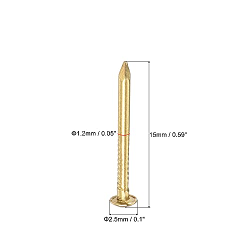 uxcell Clavos Pequeños de Latón 1.2mmx15mm para Accesorios de Cajas de Madera 120 piezas miniatura 3