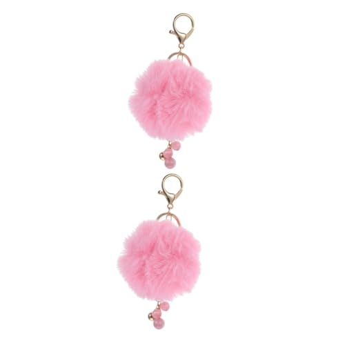 BESPORTBLE 2 Piezas Ringele De Tulipanio Felpa Fiesta Etiqueta Llave Pompo Mochila Colgante De Pompón Encanto Del Bolso Adornos Clave Encantos Colgantes Del Bolso Rosa Pedrería