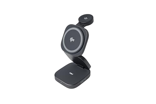 Image of TEKNE 3 in 1 Qi2 Wireless Charger for Smartphone, Smartwatch & AirPods - Magnetic Foldable Fast Charging Station with PD Support, Travel Friendly Compact Design, MagSafe Compatible